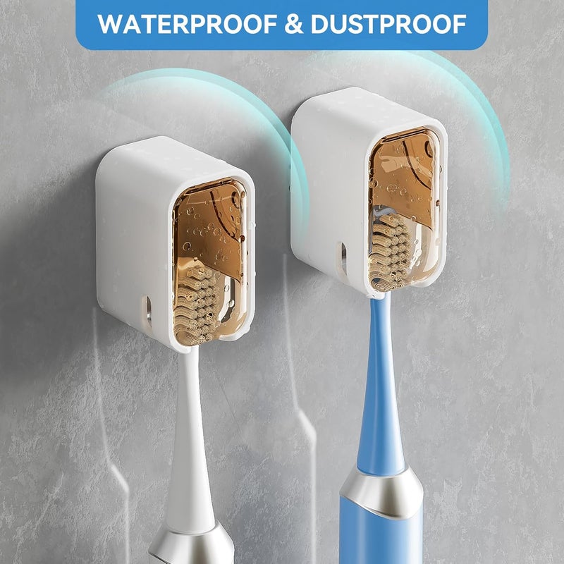 MOPMS Toothbrush Holders for Bathroom【Innovation Single Slot Design】 2PCS Toothbrush Holder Wall Mounted with Cover for Shower, Single Toothbrush Dispenser Storage Organizer for Family & Travel - Image 2